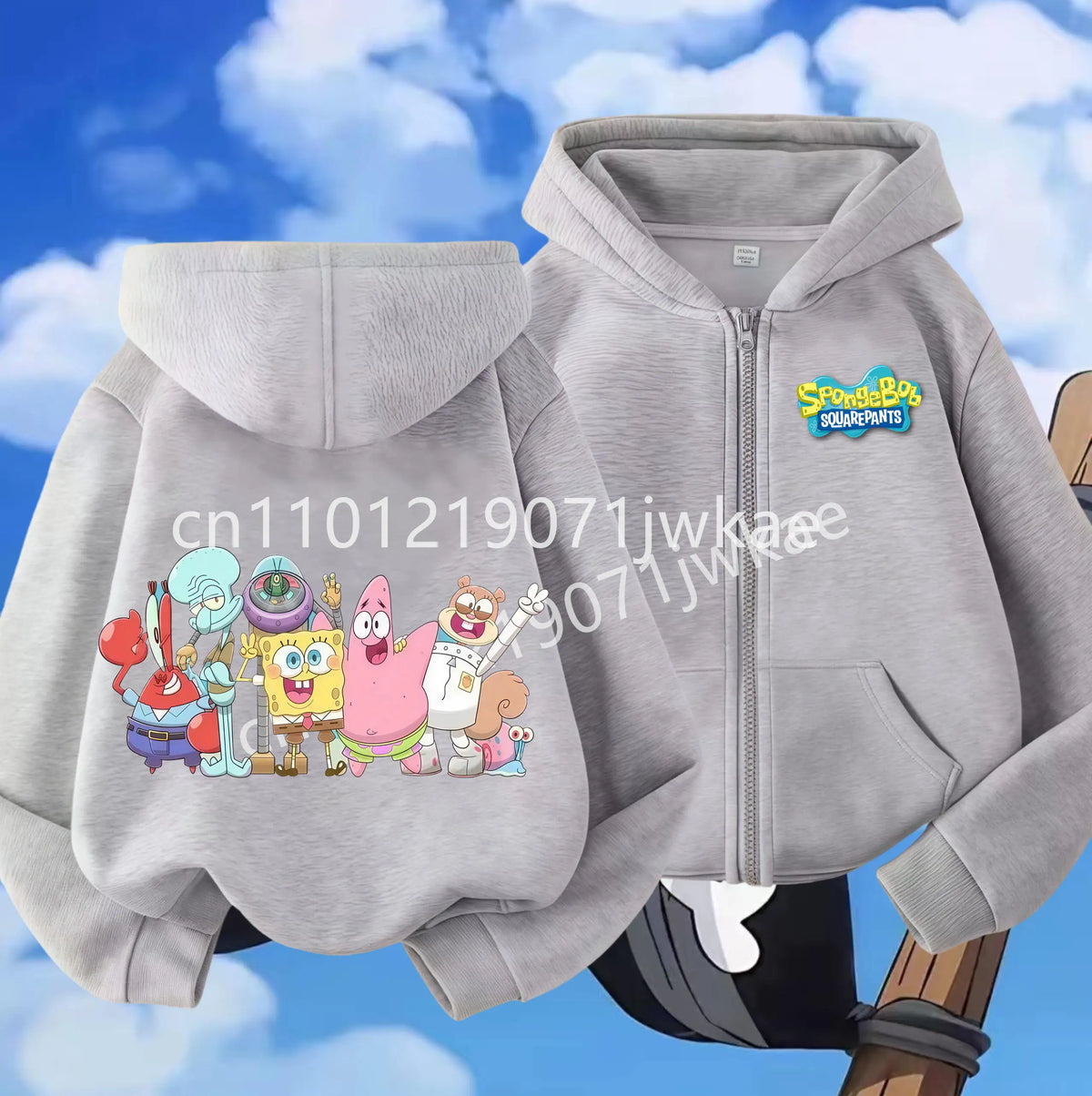 Hoodies Coat SpongeBob SquarePants Children Gifts Zipper Style Girls Boys Age 3-12 Kids Fashion Black Pink Fashion Sweatshirt