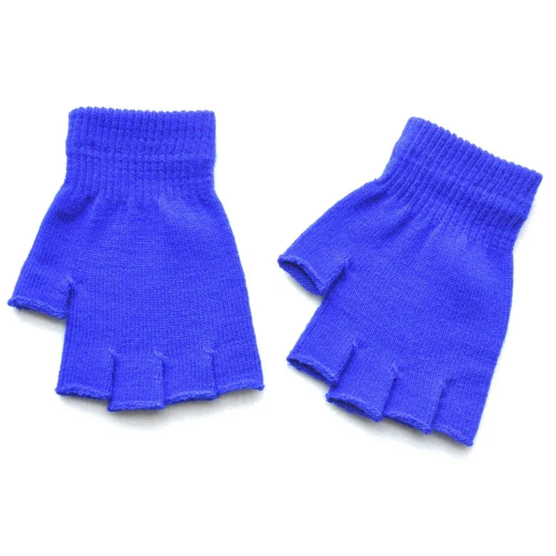 New Hot Children Magic Knitted Gloves Kids Stretch Half Finger Glove Winter Warm Mittens Solid Fingerless Girls Soft Wrist