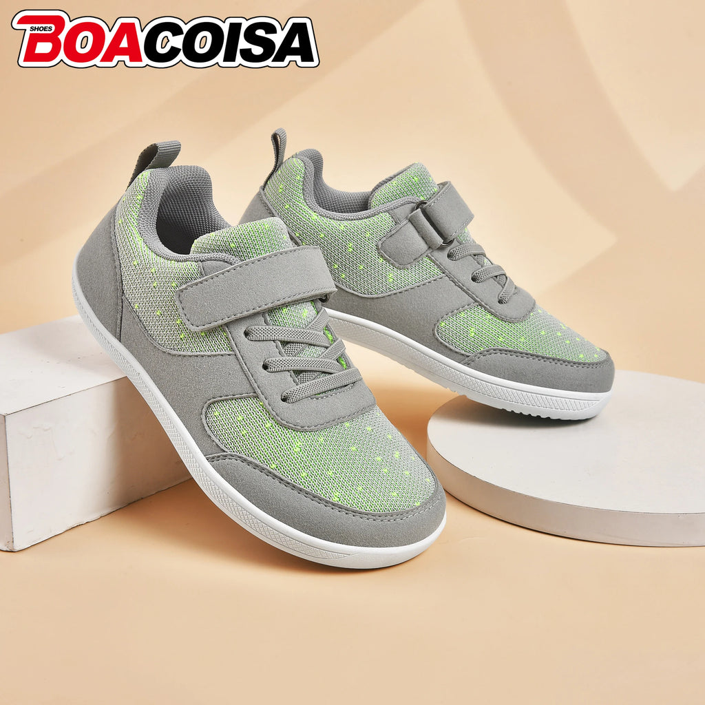 Kids Shoes Wide Toe Barefoot for Children Boys Girls Baby Sneakers Lightweight Hook&Loop Mesh Artificial Infant Toddler Tennis