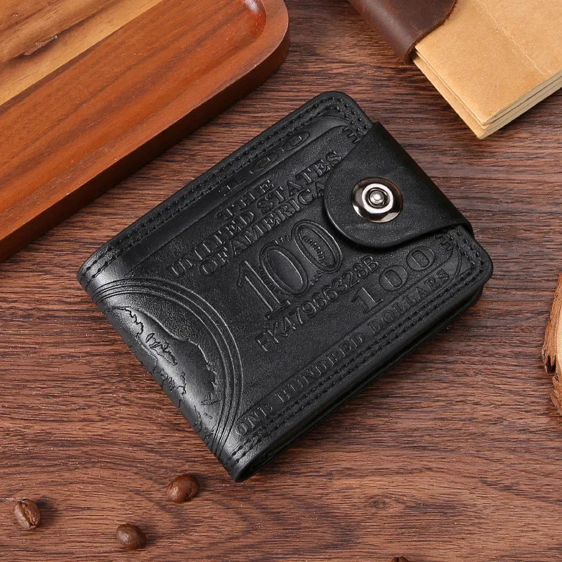 Men's Wallets with 100 US Dollar Pattern Hasp Male Leather Wallet with Zipper Card Holder Coin Pocket Purse cartera hombre