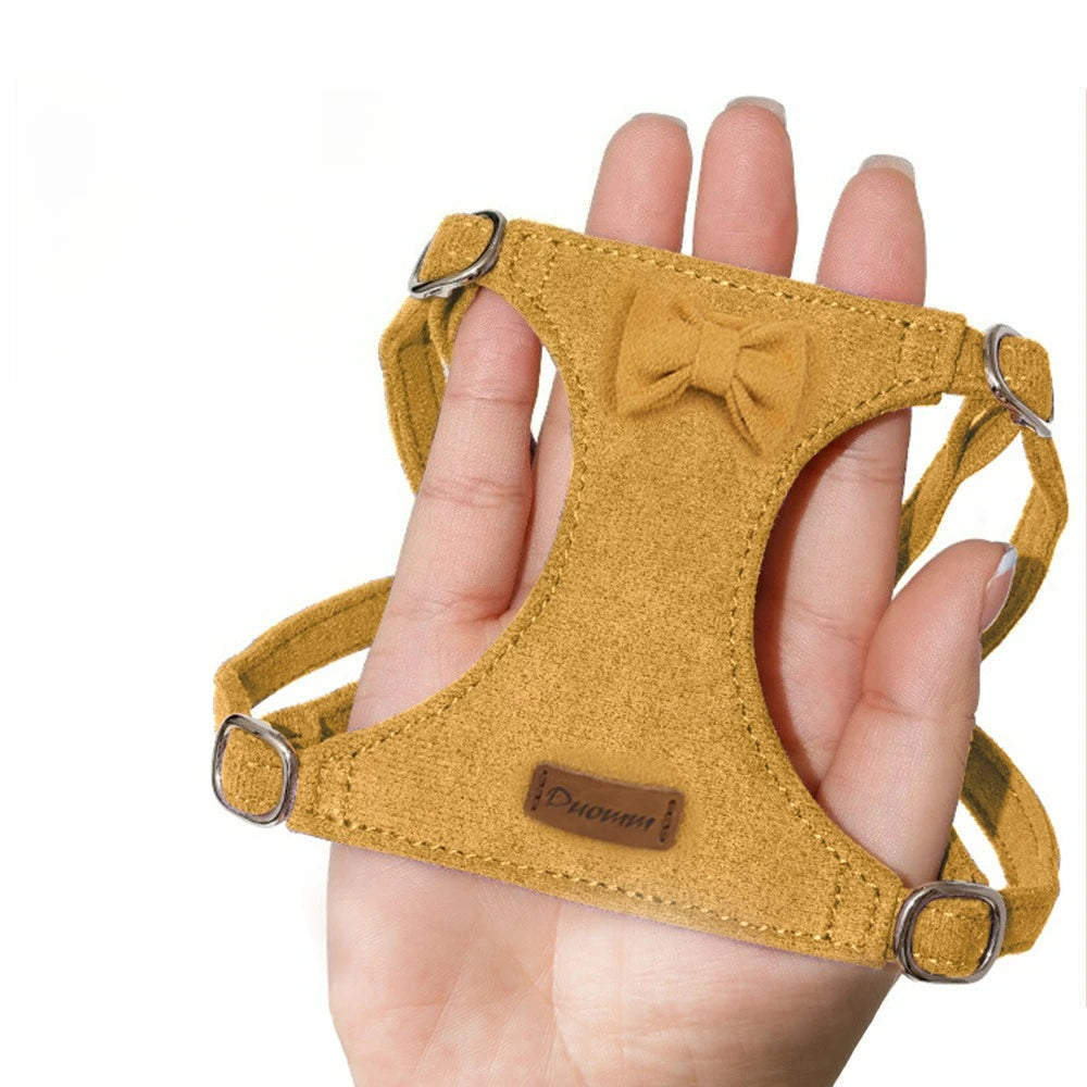 Pet Collars Trendy Premium Suede Dog Harness Leash Set-Adjustable Pet Chest Strap Soft Durable Puppy Kitten Fashion Accessories