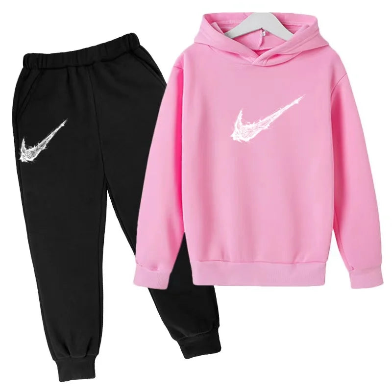 Kids Autumn Winter Hoodie Boy Girl 3-13Yrs Letter Print Clothing Casual Top+Trousers 2P Child Gift Brand Sports Coat Jogging Set