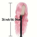 26 Inch Pink Wig for Women Pink Wavy Wig Middle Part Light Pink Wigs Natural Looking Heat Resistant Synthetic Wigs for Daily