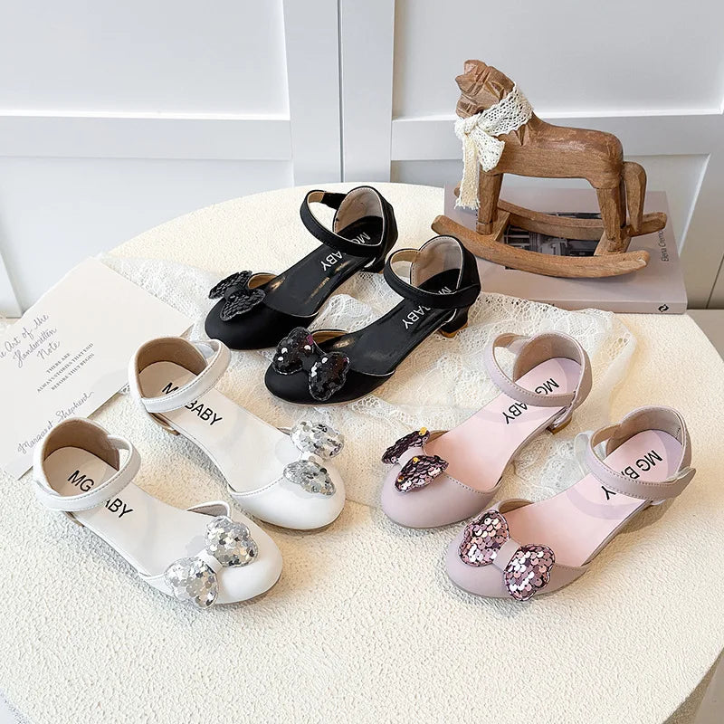 2026 Children High-heel Shoes for Girls Spring New Fashion Korean Style Soft Bottom Anti-slippery Versatile Princess Dress Shoes