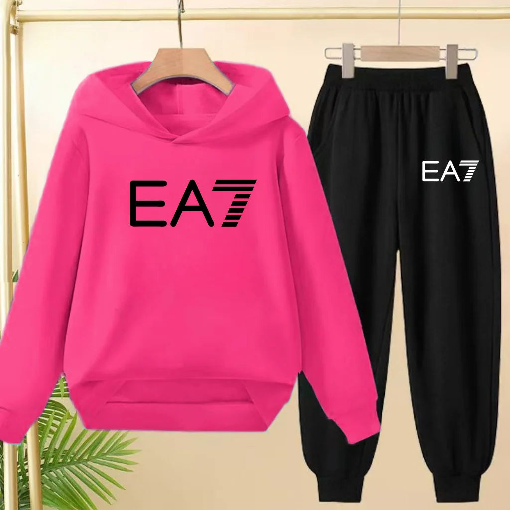 Kids Autumn Winter Hoodie  Letter Print Clothing Casual Top+Trousers 2PBoy Girl 3-12Yrs Child Gift Brand Sports Coat Jogging Set