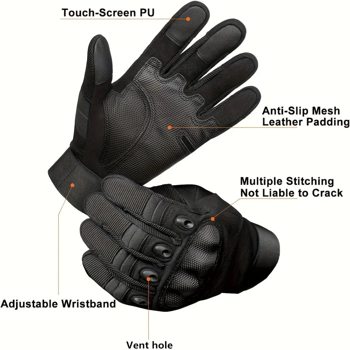 Outdoor Touchscreen Gloves for Men Full Finger Tactical Gloves, Palm Anti-Slip Design, Durable Gloves For Outdoor Activities