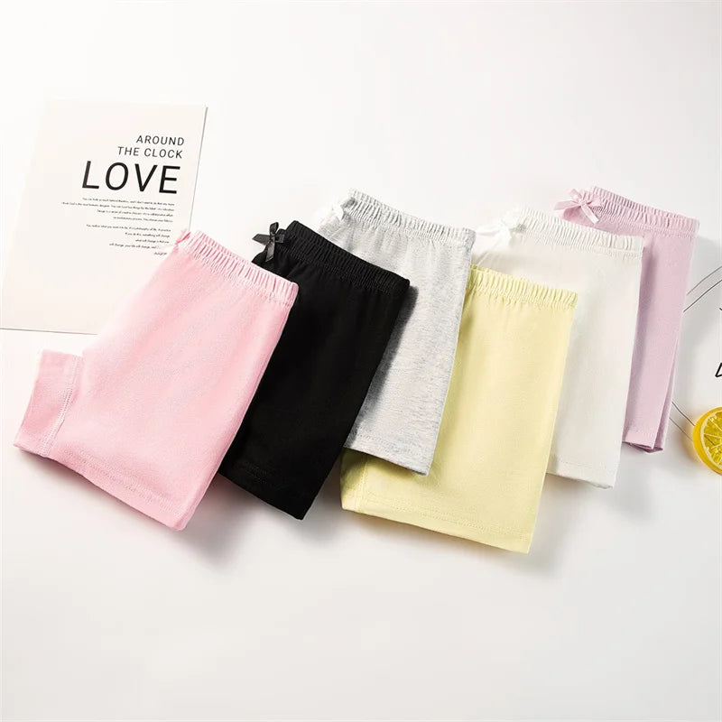 Kids Girls Panties 4 Pcs Soft Cotton Breathable Safety Pants Solid Color Underpants Four Seasons Fashion Leggings For 2-13 Years
