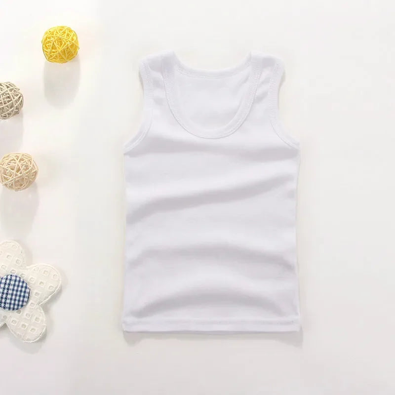 Kids Baby Boys Vests T-shirts Children Summer Vest Top Outfit Kid Boy Girl Solid Tops Clothes Cotton Tees Black Playsuits