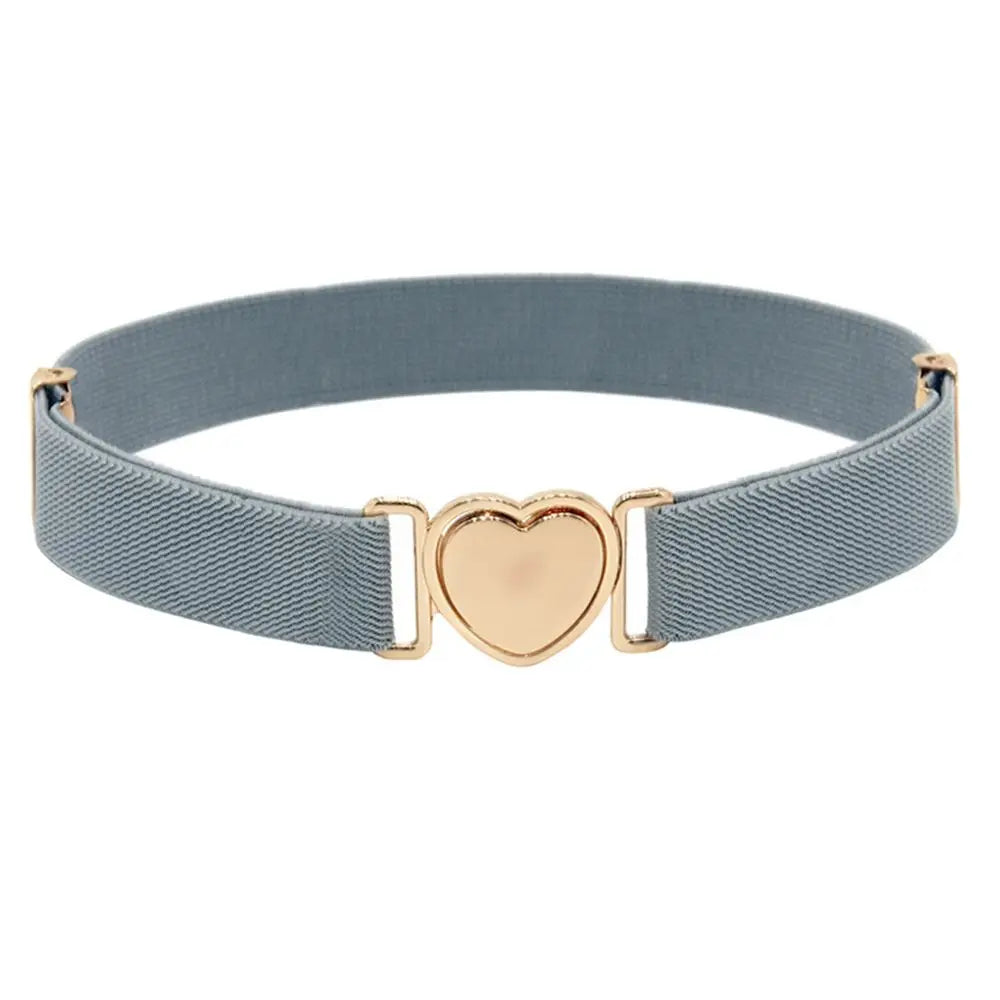Kids Elastic Belts Girl Stretch Waist Belt Adjustable Heart Belt Uniform Belt for Teen Kids Girls Dresses Belt
