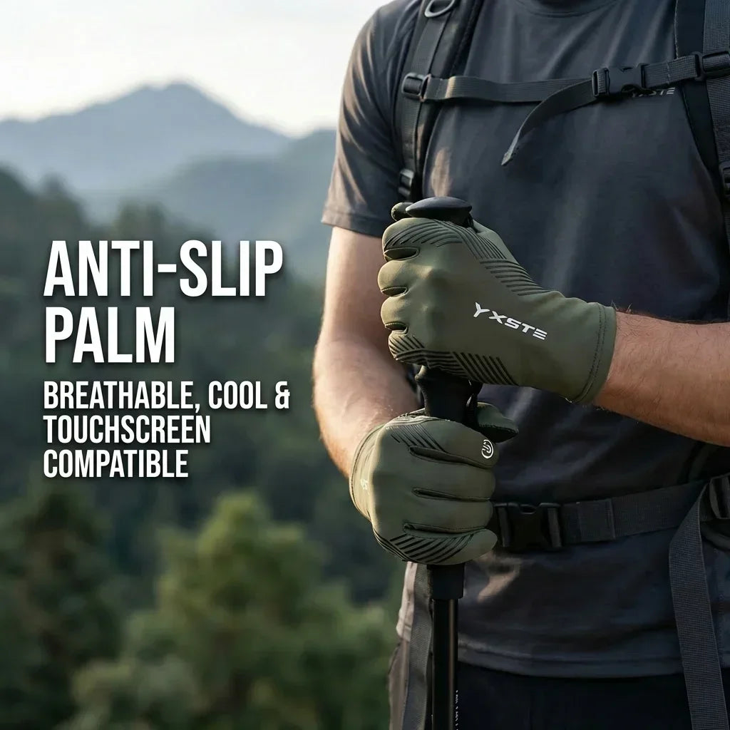 Men Outdoor UV Sun Protection Full Finger Gloves Touchscreen Anti Slip Breathable Cycling Driving Fishing Hiking Sports Gloves