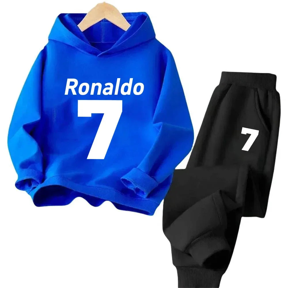 Ronaldo Kids' Sportswear Set: Minimalist Print Hoodie and Pants – A Christmas Gift for Boys and Girls