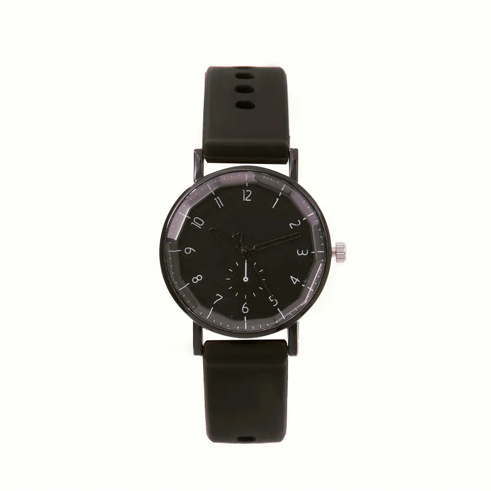 Fashion Women's Pink Minimalist Watch Silicone Strap Quartz Wristwatch Elegant Ladies Watches