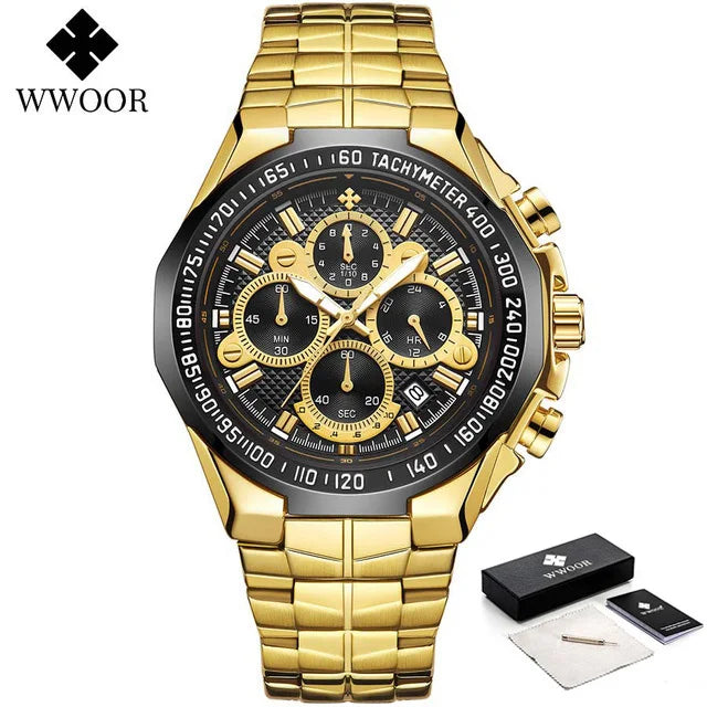 Relogio Masculino WWOOR Mens Watches 2026 Top Brand Luxury Wrist Watches For Men Gold Big Golden Male Chronograph Wristwatch Man