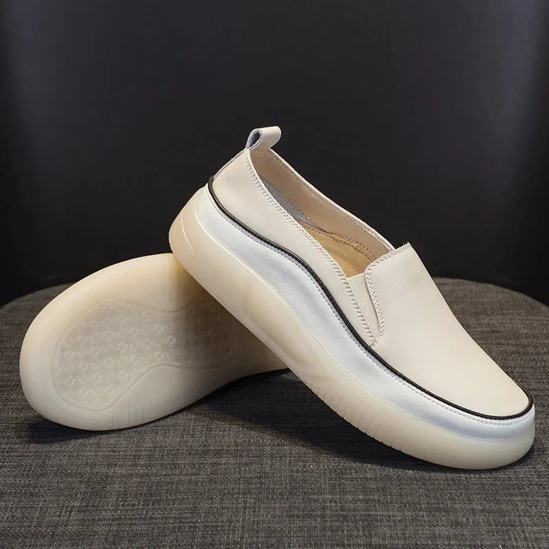 Women's Slip-On Loafers Cow Leather Flats Spring Summer Casual Comfortable Mom Shoes Mujer Zapatos Chaussure Femme