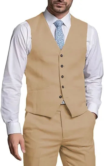 Suits for Men 2 Pieces Vest and Pants Set Gentleman Classic Suit for Men Tuxedo Suit for Men for Wedding Summer Beach