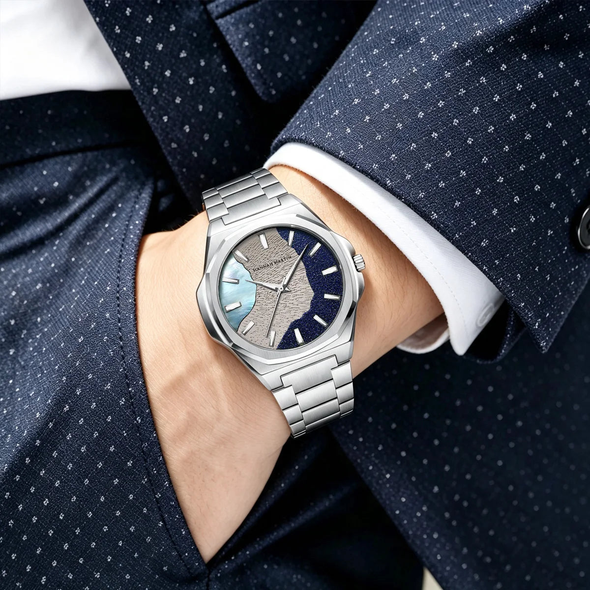 Men Watches 40mm Stainless Steel Business Timepiece for Men Clock Japanese Quartz Movement Watch With Tool Included Reloj Hombre