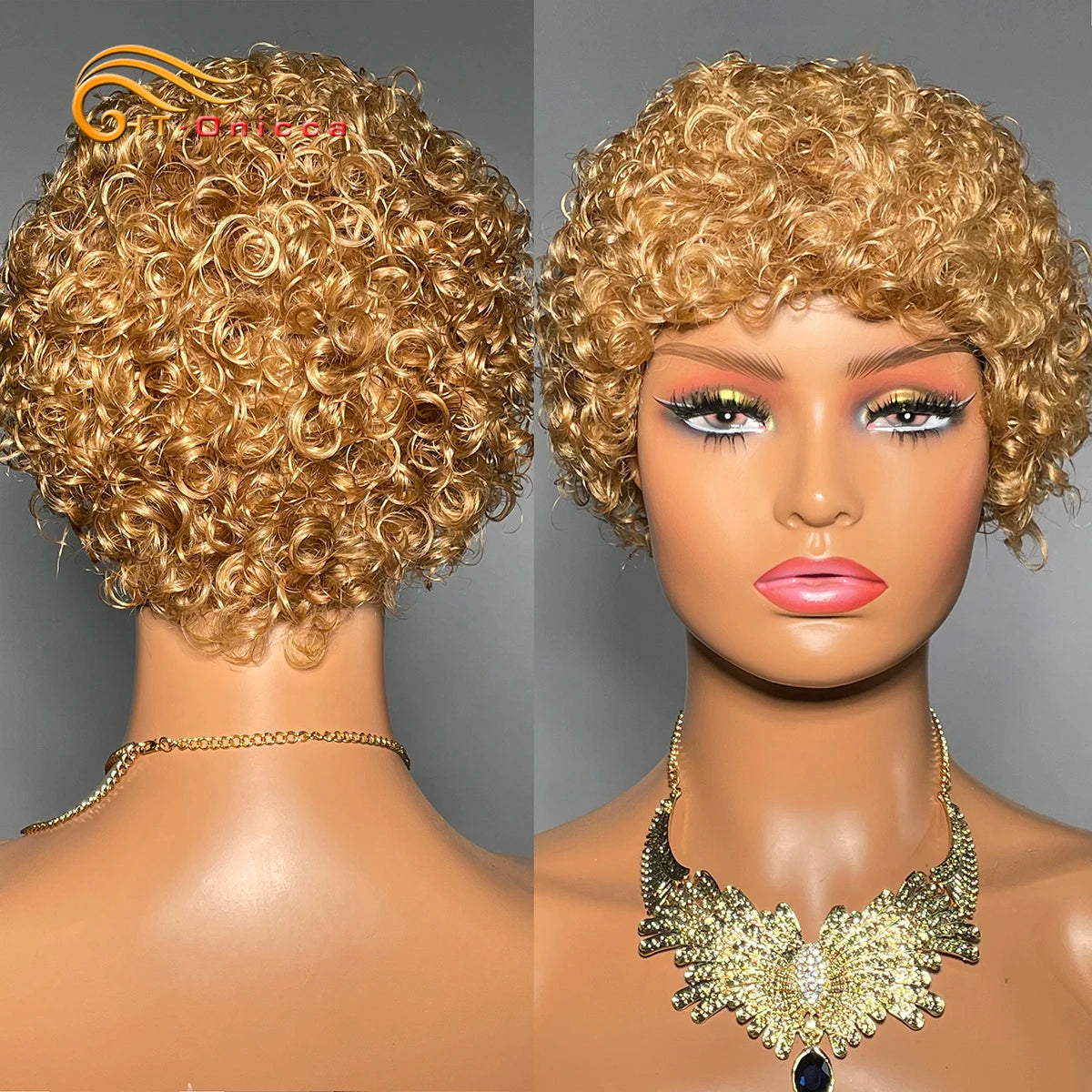 Kinky Curly Human Hair Wigs For Women Colored 27 99J Short Curly Wigs 100% Human Hair Machine Made Cheap Wigs on Sale Clearance