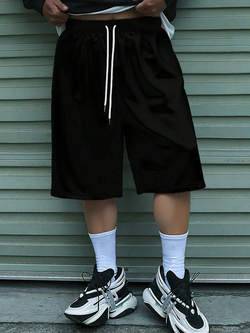 Men's Sports Shorts Clothes Drawstring Waistband Loose Fit Shorts Sweat Long Holographic Plain Street Wear Waist Pockets Casual