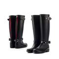 Rubber Boots for Women Waterproof Work Fashion Back Zipper Round Toe High Rain Boots Woman Water Shoes Botas De Caza Espanolas