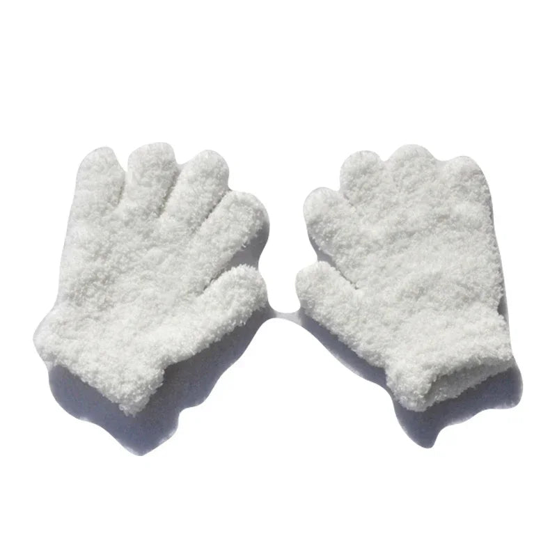 New 1-4Y Kids Gloves Winter Baby Plush Coral Gloves Toddler Full Fingers Cute Mittens Warm Windproof Glove For Boys Girls
