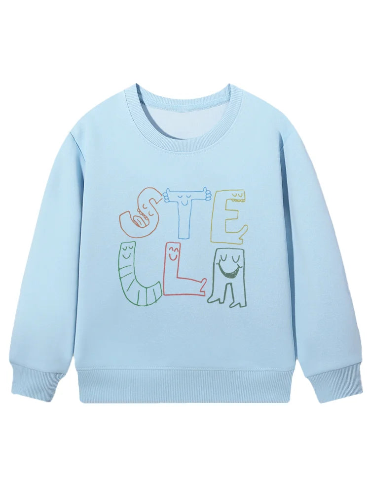 cute Boys sweatshirt Children winter clothing 2026 New cotton fun print long sleeves Kids pullover Cartoon letter Hoodie sweater
