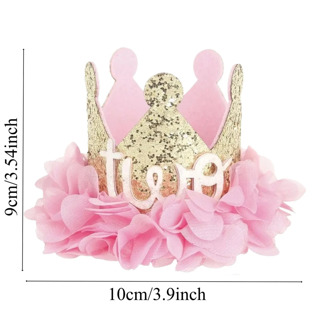 Birthday Party Decor Hat Kids 1/2 Year Happy Birthday Boy Girl First Birthday Party Baby Shower Decor Pink Kids Crown Hat