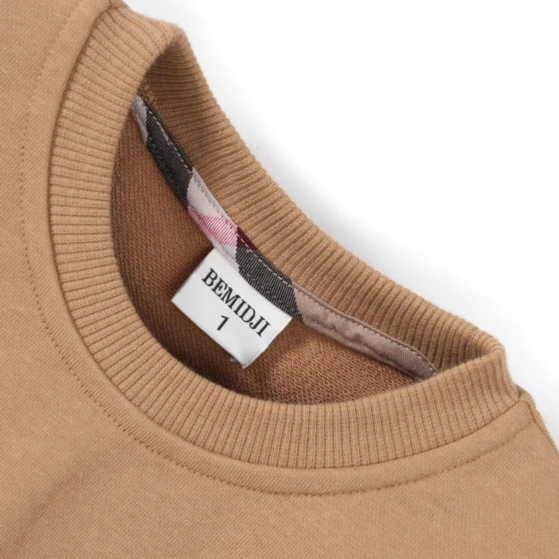 Children's Spring Autumn Sweatshirts Girl Kids Red Tshirt Cotton Pullover Tops for Baby Boys Autumn Solid Color Clothes 2-9Years