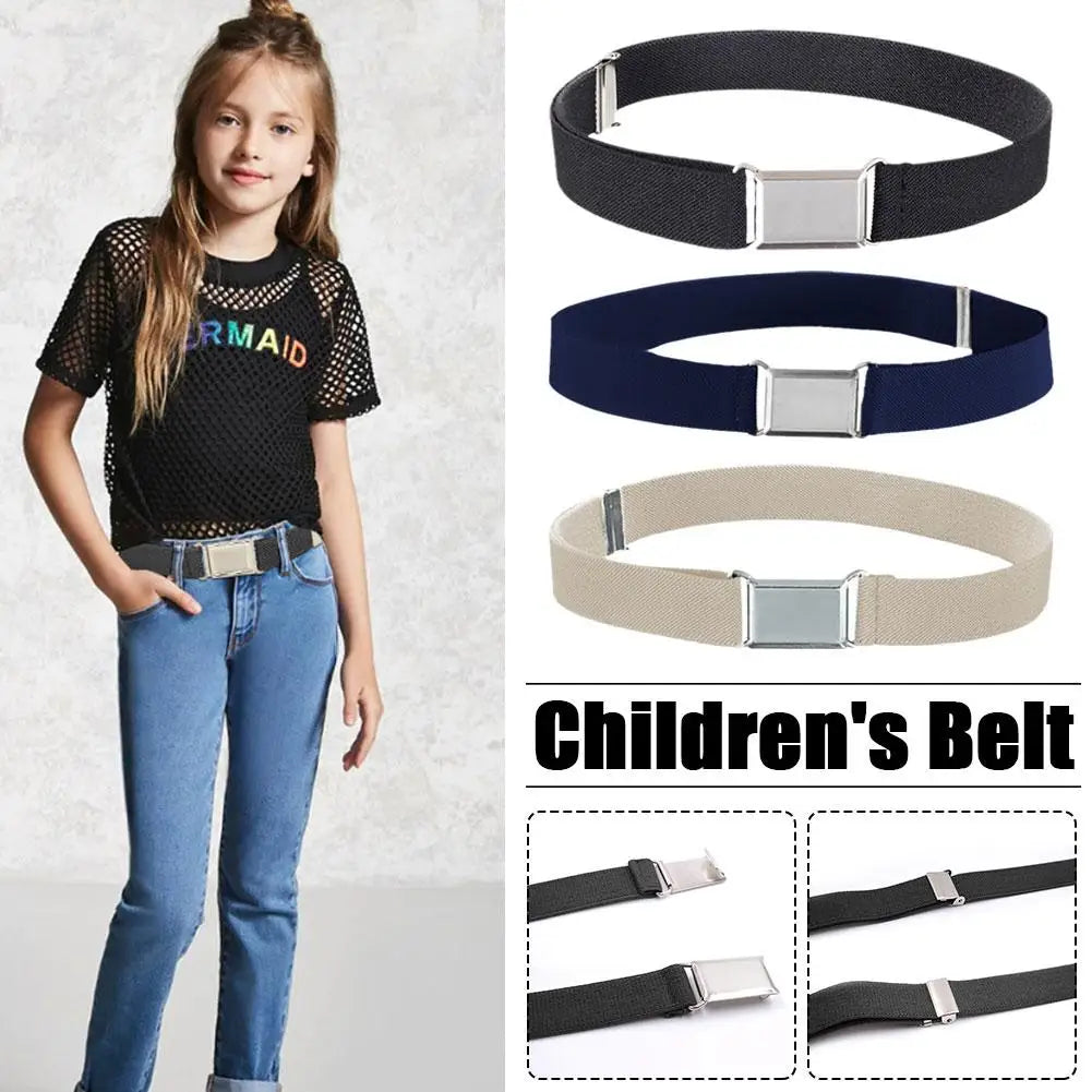 Adjustable Belt With For Kids Children Stretch Elastic Canvas Waistband Boys Girls Easy Buckles Pants Trousers Strap Belt