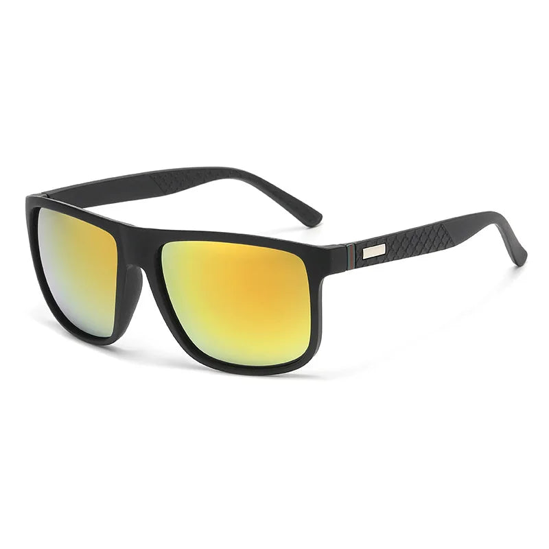 Stylish Polarized Sunglasses for Men, Designed for Driving, with UV Protection and High-Definition Lenses. Trendy, Square-Shaped