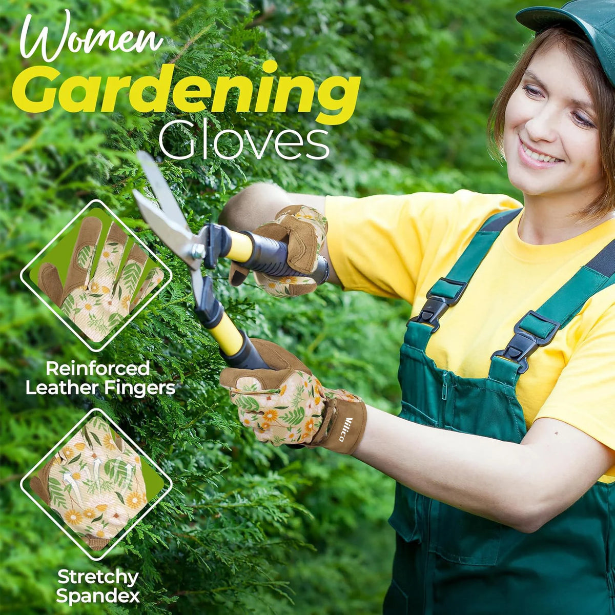 Gardening Gloves for Women Breathable Ladies Leather Garden Yard Gloves Best Gift for Gardeners