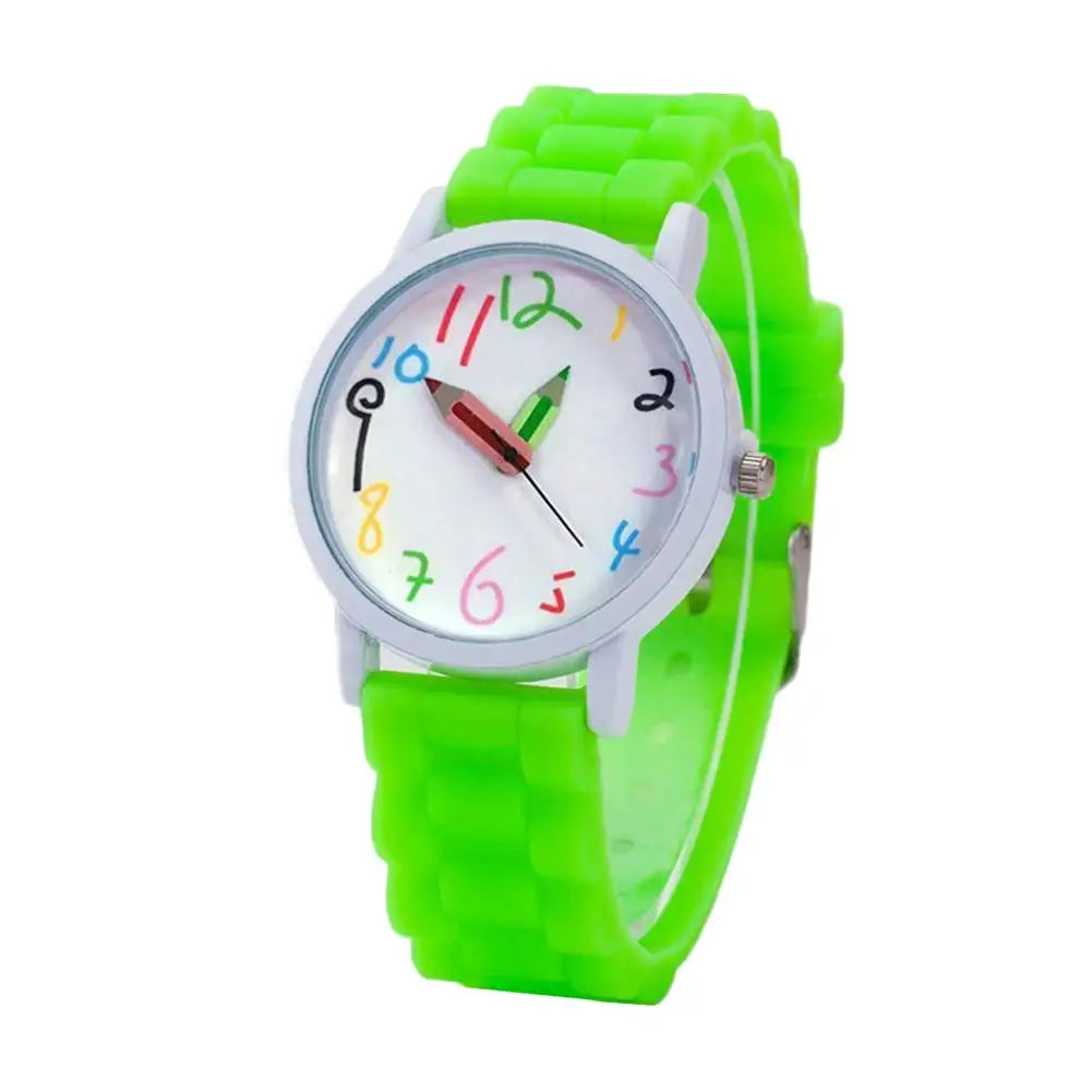 Children's Electronic Watch Cartoon Children Kids Round Dial Silicone Strap Analog Quartz Wrist Watch Gift