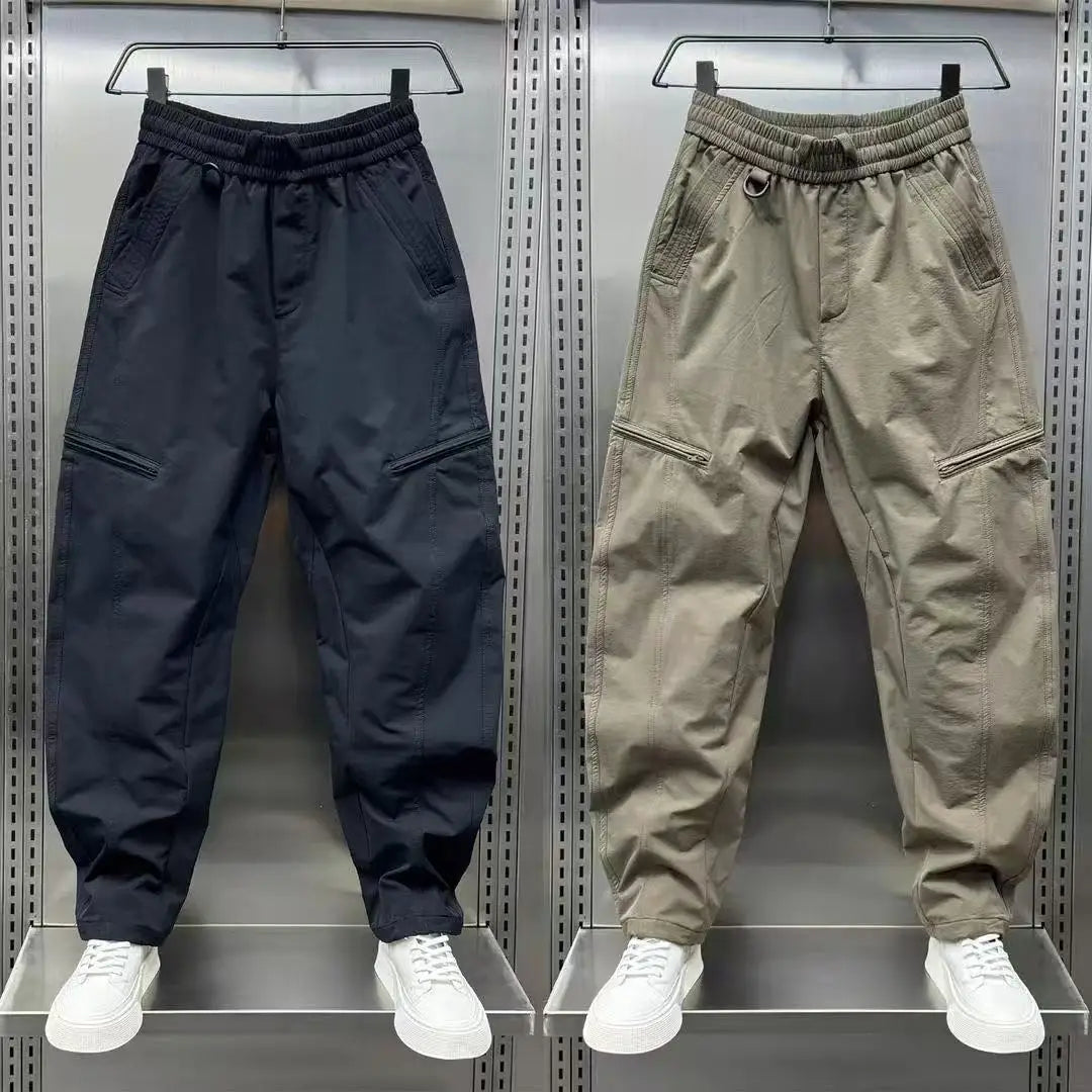 2025 American Style Men's Loose Straight Casual Pants Pure Color Knife Edge Workwear Trousers Loose Fit Long Trousers man cloth