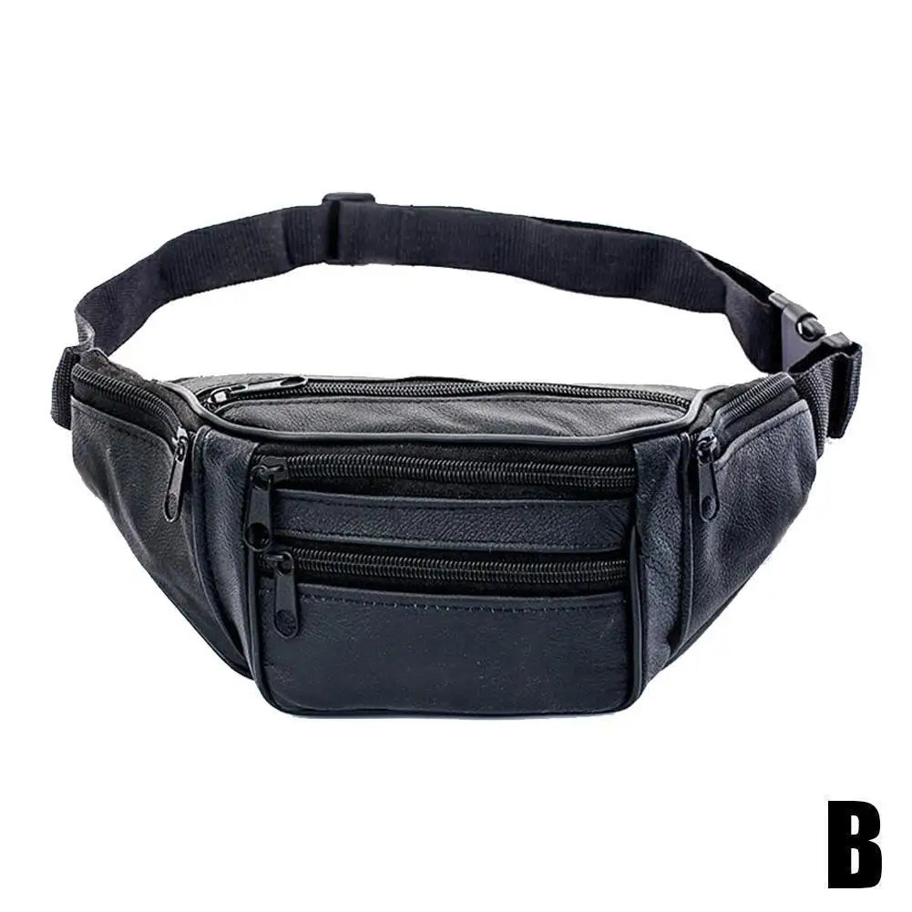 Men's Waist Pack Leather Bag Waist Belt Bag Male Leather Fanny Pack Fashion Luxury Small Shoulder Bags For Men