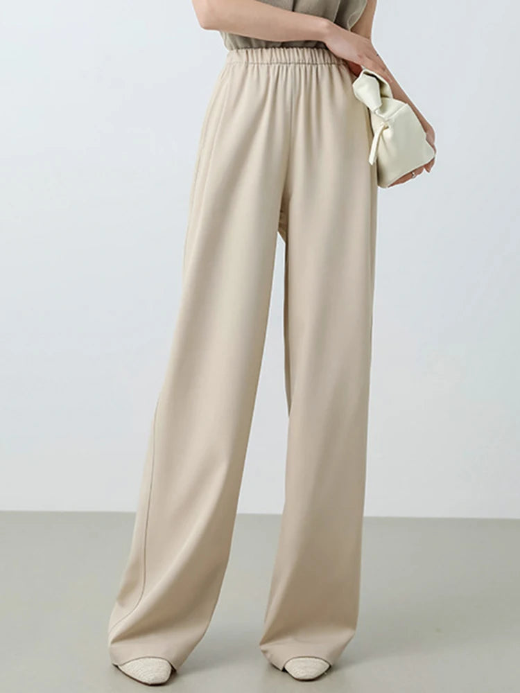 Women Wide Leg Pants Formal Gray Long Office Wear Pants Ladies Spring Straight Leg Black Work Trousers For Women Office Summer