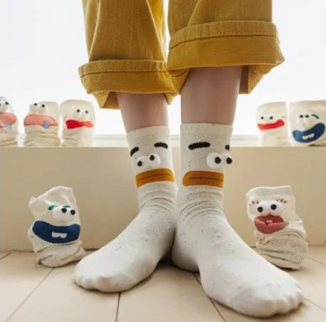 Funny Cartoon Socks Women's Strange Cartoon Small Cute Autumn Winter Coral Velvet Thickened Warm Socks Floor Sleeping LongSocks