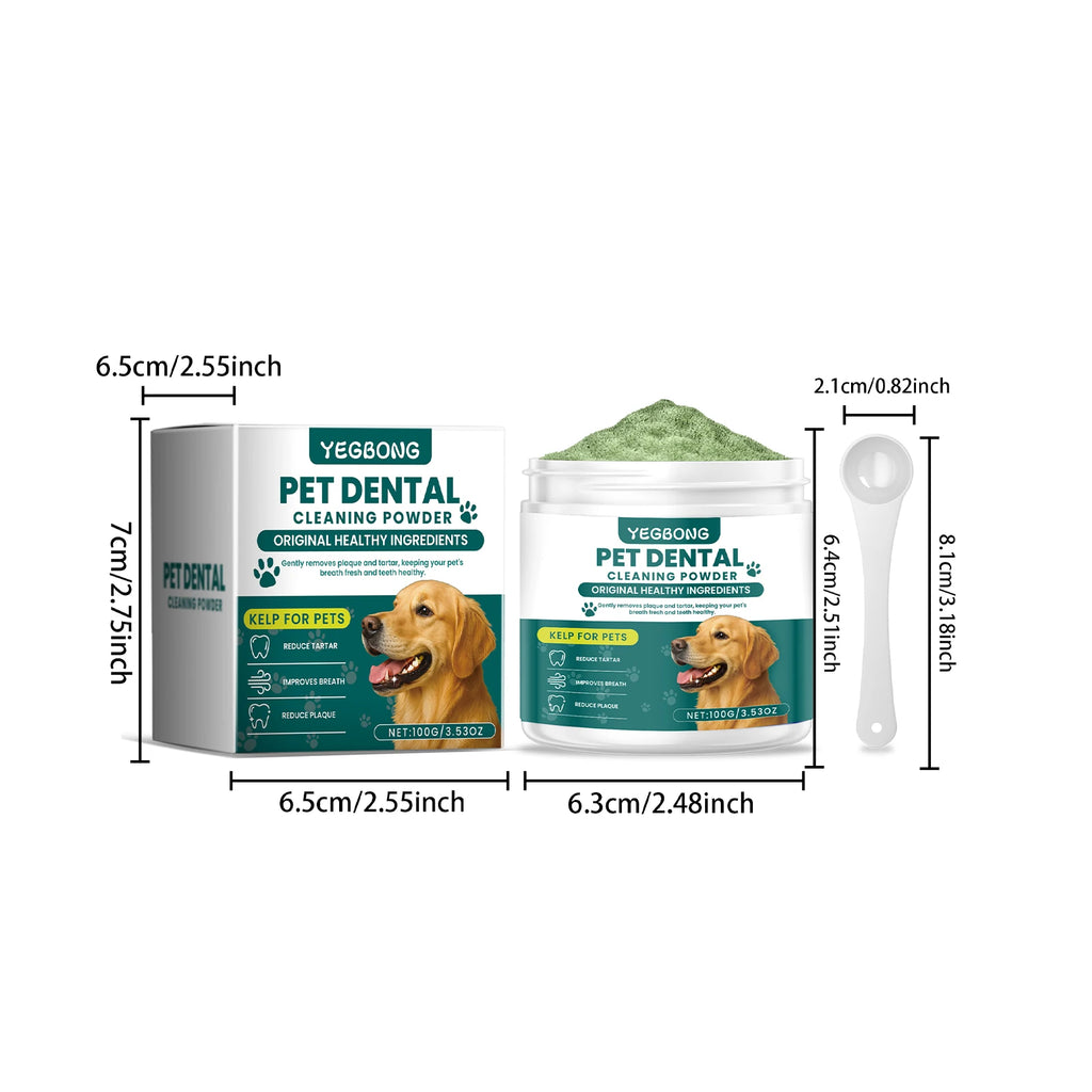 100G Pet Dental Cleaning Powder Natural Formula Cleaning Teeth Stains Prevent Plaque Eliminate Bad Odors Mild Pet Teeth Cleaner