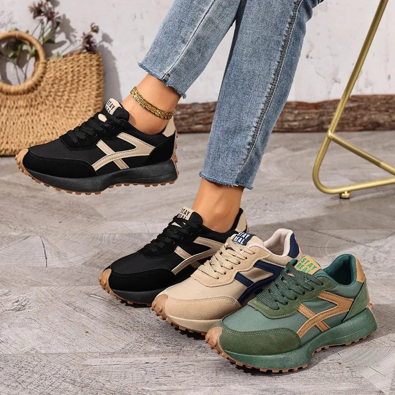 2026 New Women's Sneakers Spring Casual Lace Up Sport Sneakers Luxury Platform Anti-slip Running Shoes Women's Zapatos De Mujer