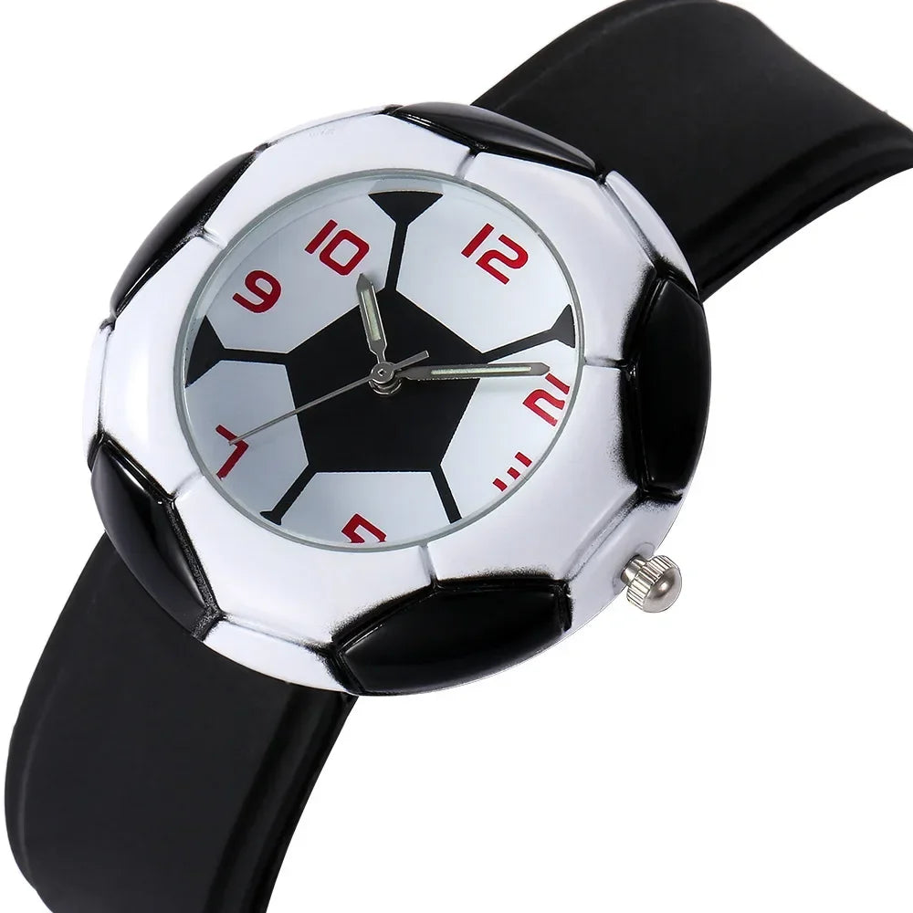 Children Football Cartoon Children Watch For Girls Rubber Kids Watches Boys Silicone Strap Analog WristWatch