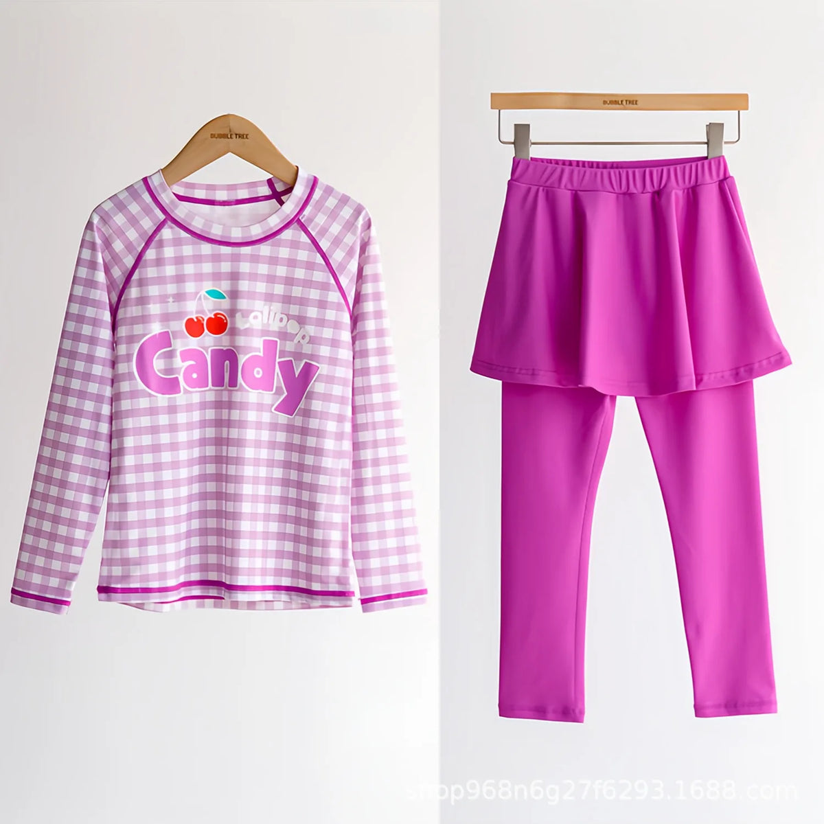 Girls Swimsuit Fashion Split Two-piece Swimwear Sets for Kids Sunscreen Quick Dry Long Sleeve Swimming Suits Teen Beach Clothing