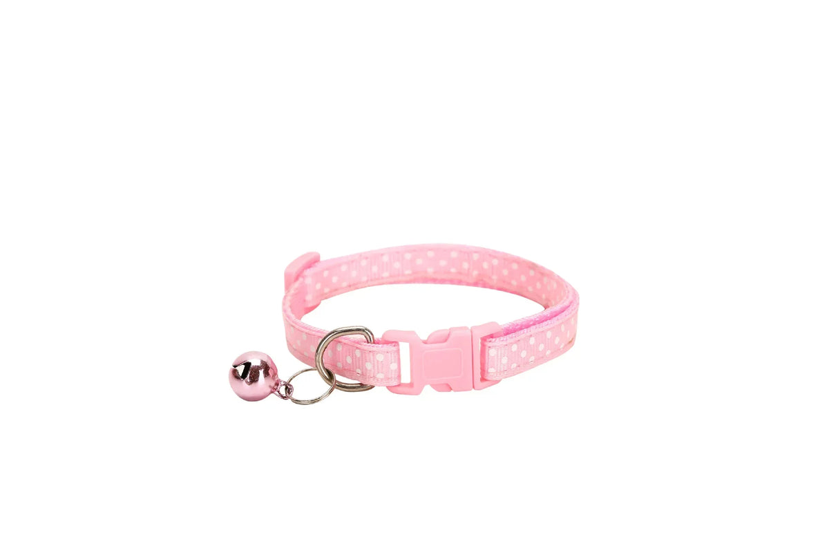 Pet Reflective Material Elastic Accessories Adjustable Security, Bell Dot Dog And Cat With Polka Dot Collar