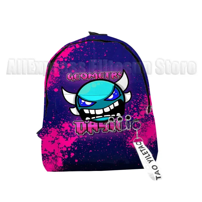 Kids Angry Geometry Dash 3D Print Backpacks for Girls Boys Cartoon Anime Bookbags Students School Bags Children Knapsacks Gifts