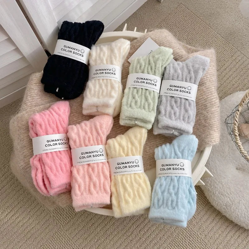 10 pairs Women's autumn winter new Fashionable cute Fried Dough Twists home sleeping socks plush warm casual comfortable stocks