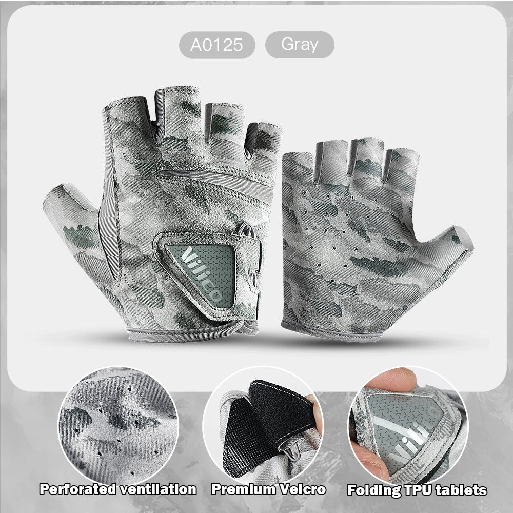 1 Pair Fishing Gloves for Men Summer Fishing Road Sub Sunscreen and Anti Slip Ice Silk Breathable Thin Three Finger Cut Gloves