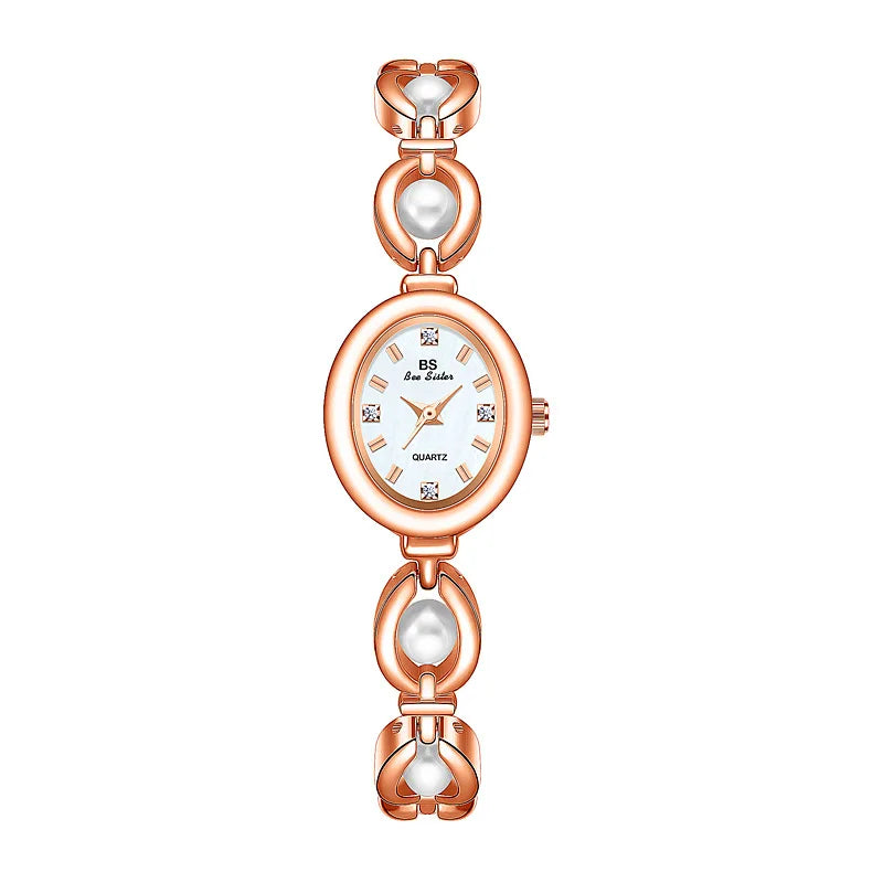 UTHAI Women's Watch Light Luxury Brand Pearl Jewelry Crystal Bracelet Waterproof Female Fashion Bracelet Quartz Clock Watches