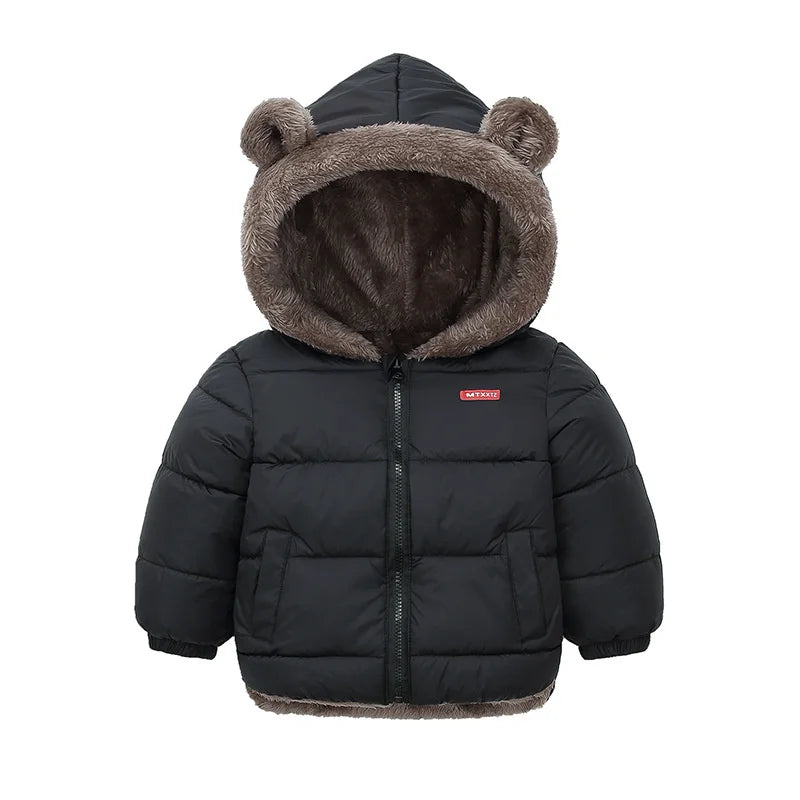 Kids Thick Warm Coats Winter Children's Fleece Hooded Jackets Cashmere Padded Snowsuit Boys Girls Cotton Outerwear 1-6 Years