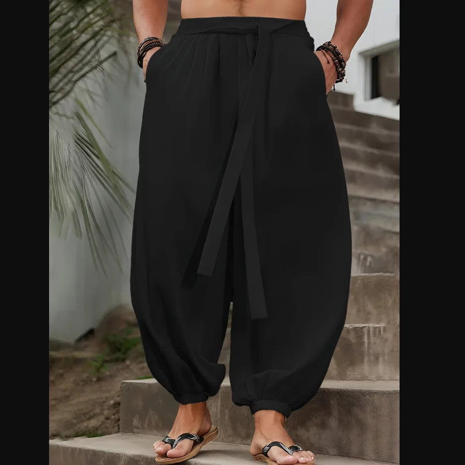 FGKKS Brand New Men Pants Fashion Loose Style Comfortable Cotton Pants Man Black Solid Trousers