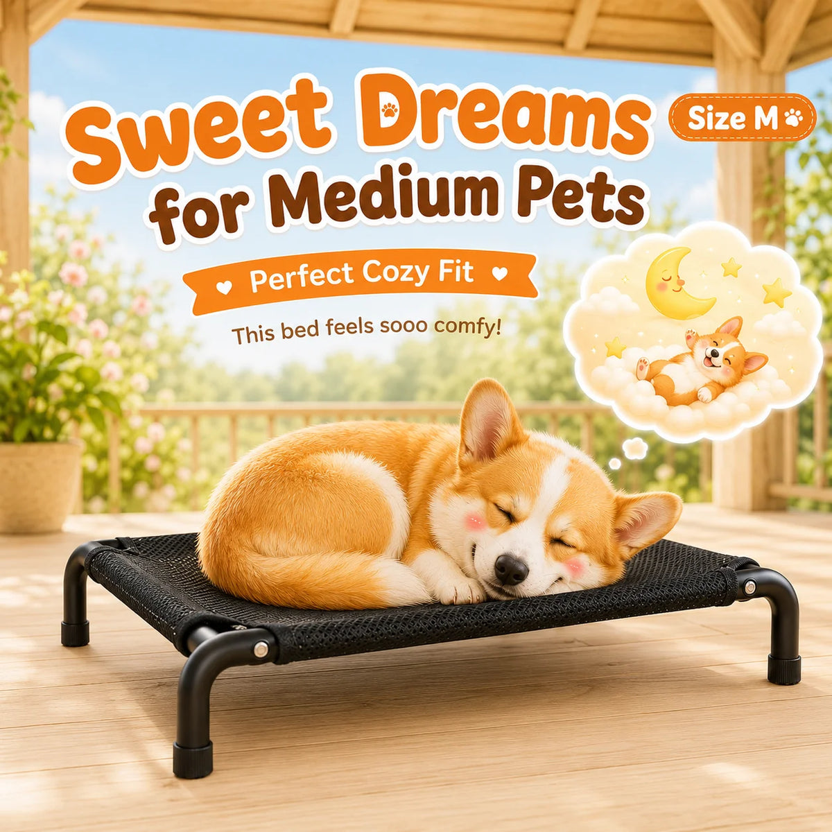 Elevated Pet Bed for Dogs, Washable Dog Bed for Small, Medium, Large & XL Puppies, Breathable Mesh Dog Bed