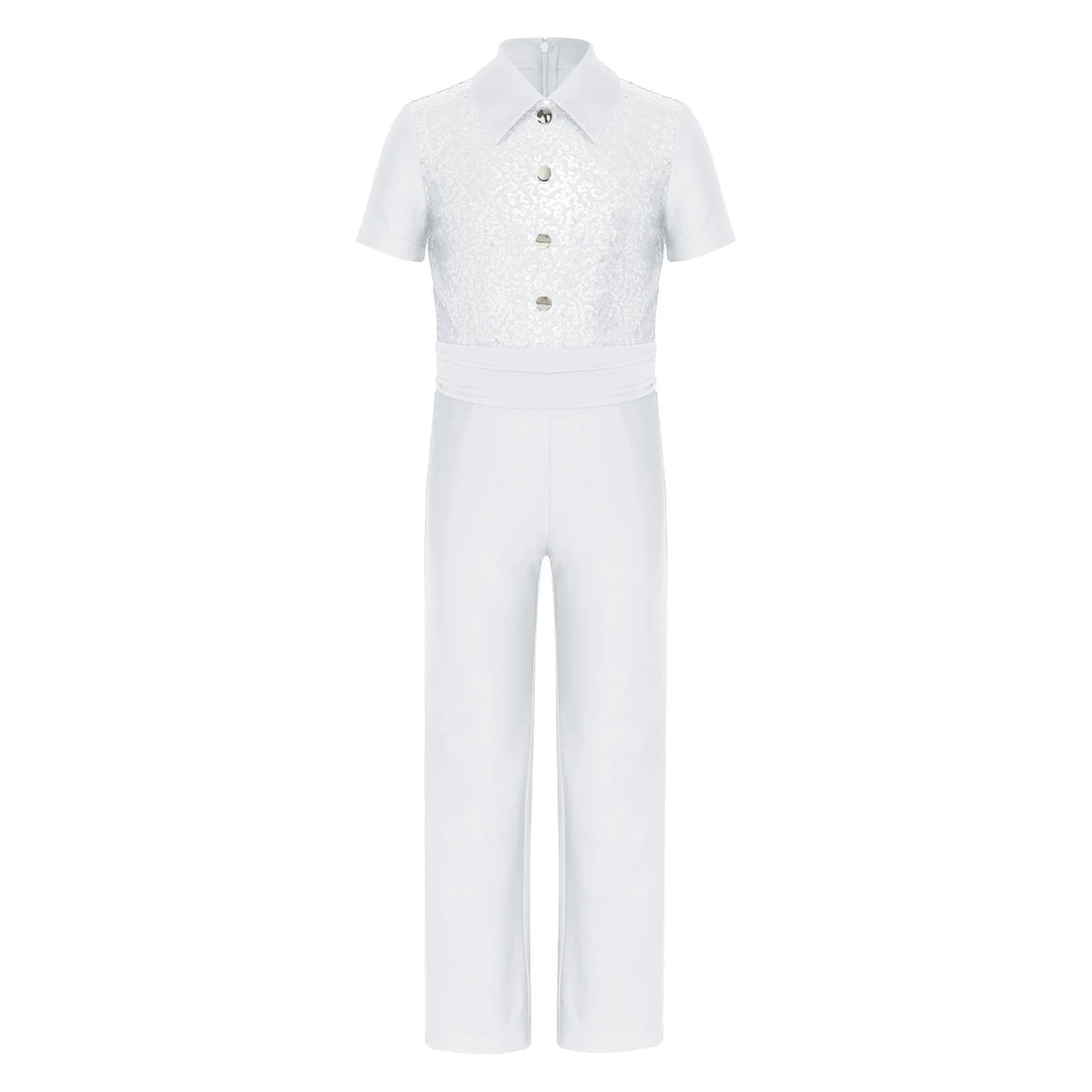 Kids Boys Ballroom Jersey Ballet Latin Jazz Dance Jumpsuit Sequins Long Pants Bodysuit 60s 70s Disco Stage Performance Clothes