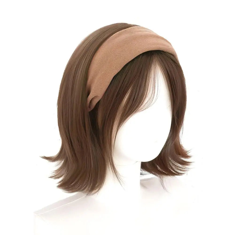 Headband Wigs Short Straight Bob for Women Half Wigs Synthetic Hair for Cosplay Party Daily Use Synthetic Women Elegant Solid