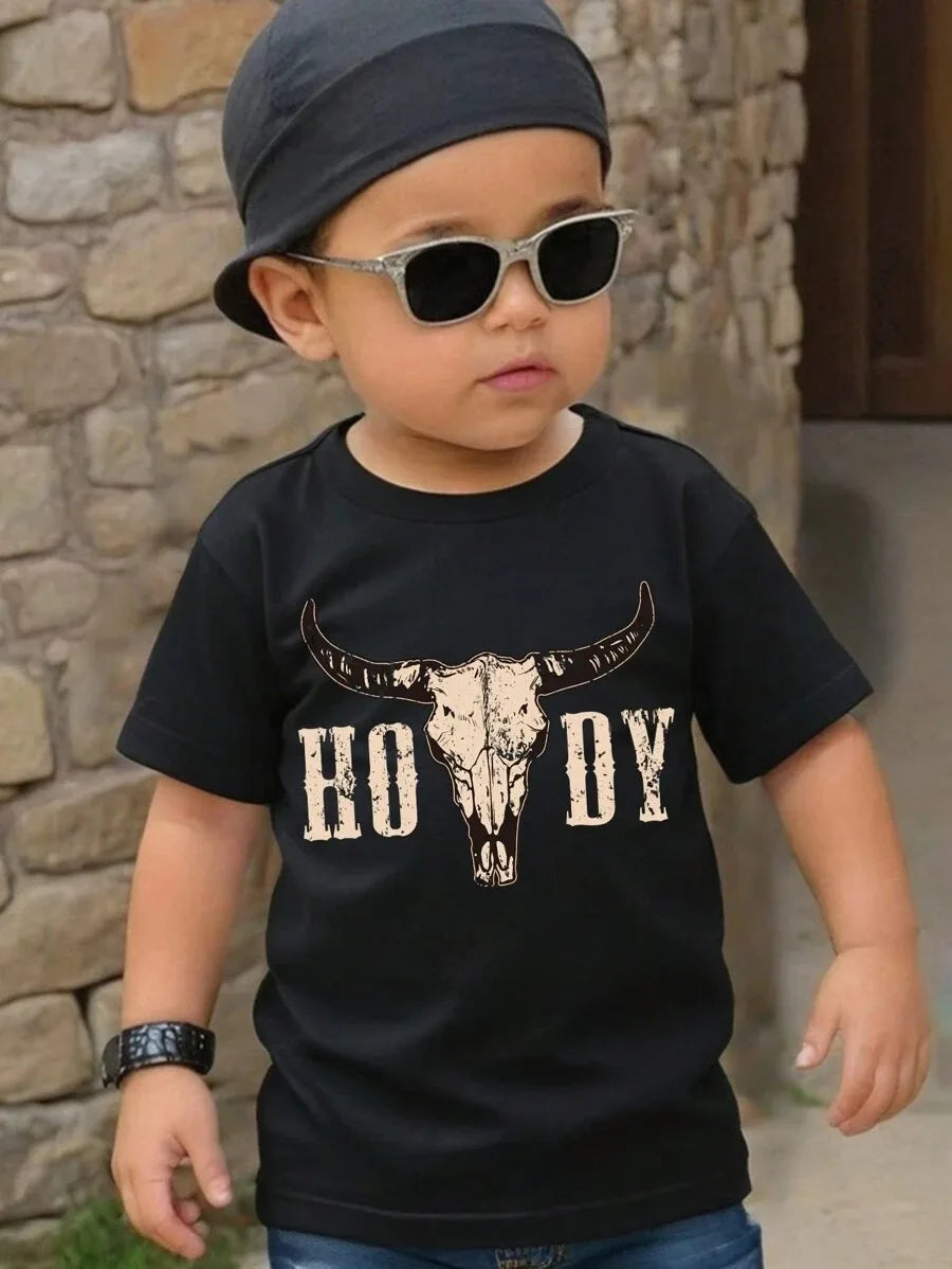 New Boys' T-shirts, Spring and Autumn Children's Colorful Christmas Printed Tops, Baby Base Shirts, Short-sleeved T-shirts